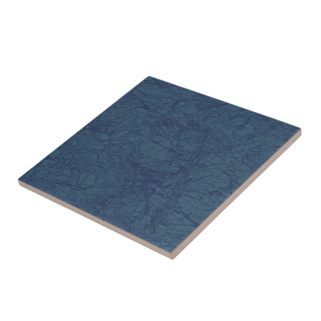 Ocean Blue Cracks Ceramic Tile (Side)