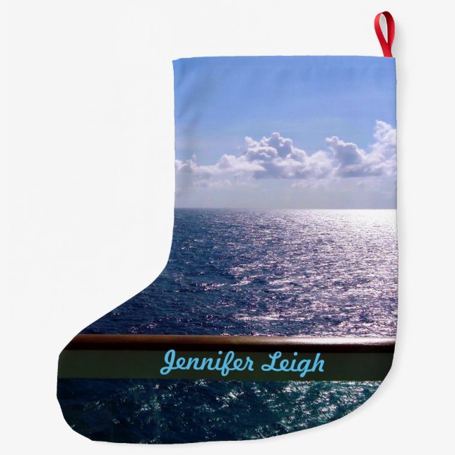 Ocean Blue Custom Large Christmas Stocking (Back)