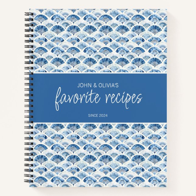 Ocean Blue Custom Name Newlyweds Favourite Recipes Notebook (Front)
