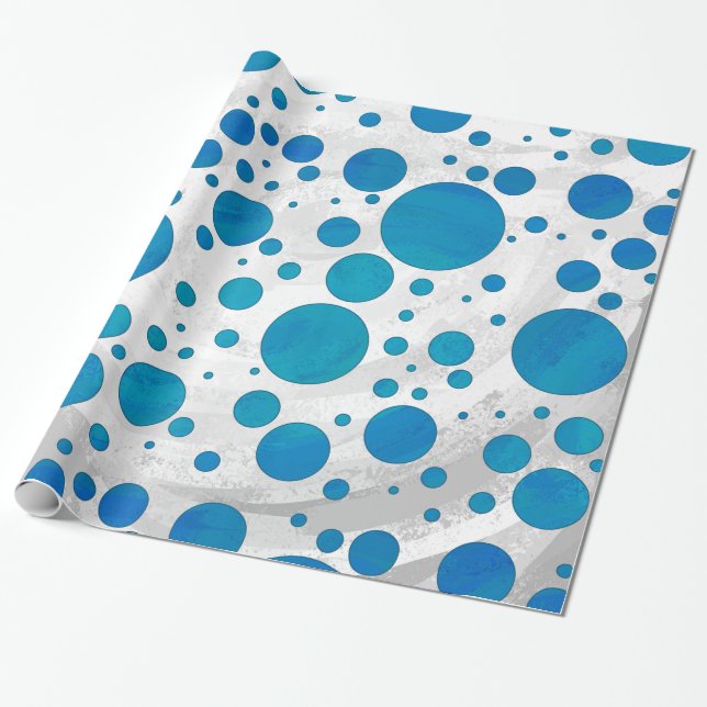 Ocean Blue Dot Pattern Wrapping Paper (Unrolled)