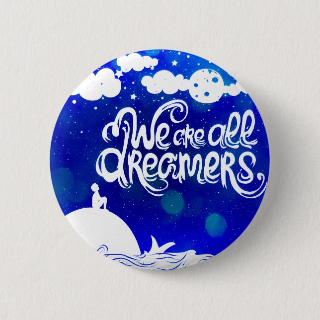Ocean Blue Dreams Stars Inspirational Quote 6 Cm Round Badge (Front)