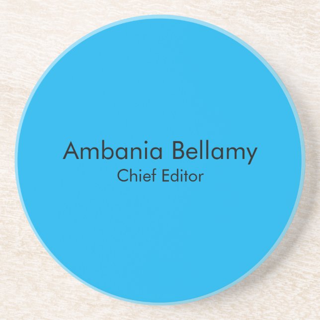Ocean Blue Elegant Modern Minimalist Table Design Coaster (Front)