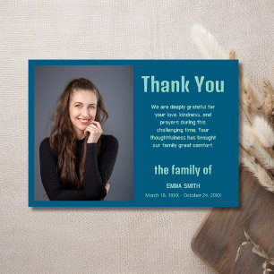 Ocean Blue Elegant Photo Funeral Sympathy Card