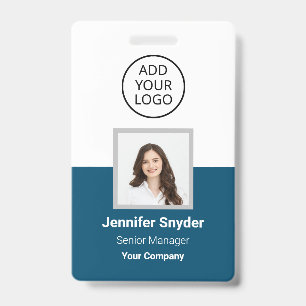 Ocean Blue, Employee Photo ID w/ QR Code, Company Badge