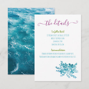 Ocean Blue Floral Wedding Enclosure Cards