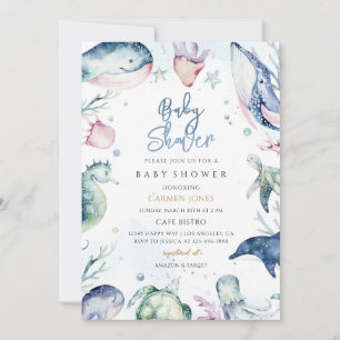 Ocean Blue Gender Neutral Baby Shower Invitation