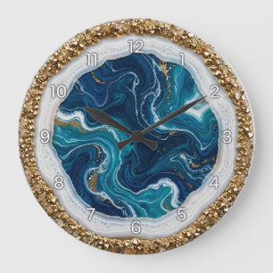 Ocean Blue Geode Epoxy Wall Clock