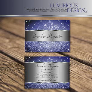 Ocean Blue Glitter Silver Effects Luminous Stars Business Card