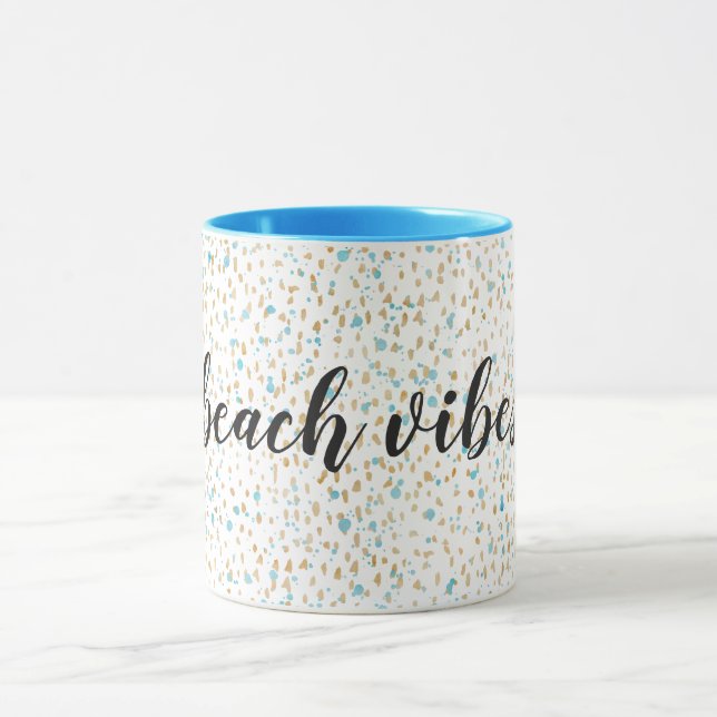 Ocean Blue Gold Sand Dots Mug (Center)