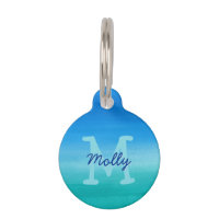 Ocean Blue Green Monogram Name Address