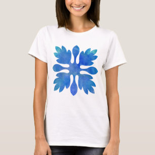 Ocean Blue Hawaiian Quilt Modern Boho Island Vibes T-Shirt