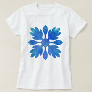 Ocean Blue Hawaiian Quilt Modern Boho Island Vibes T-Shirt
