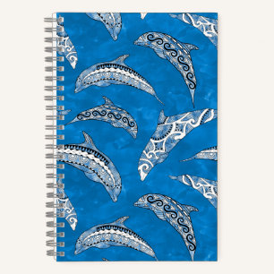 Ocean Blue Hawaiian Tribal Dolphins Notebook