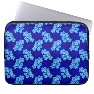 Ocean Blue Honu Turtles Hibiscus Flowers Laptop Sleeve