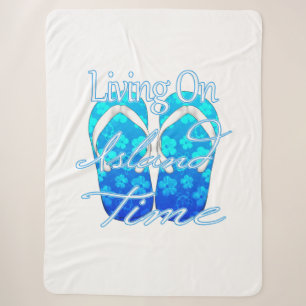 Ocean Blue Island Time Sherpa Blanket