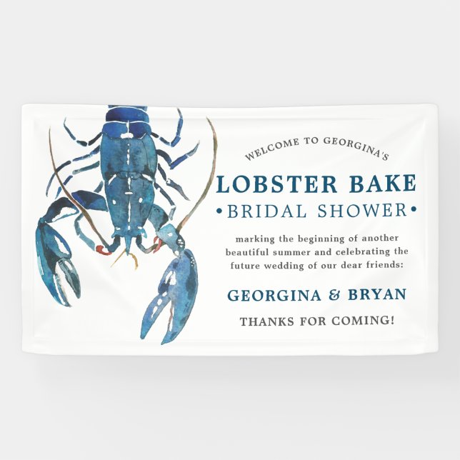 Ocean Blue Lobster Bake Party Banner (Horizontal)