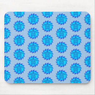 Ocean Blue Maori Sun Tribal Turtles Mouse Pad