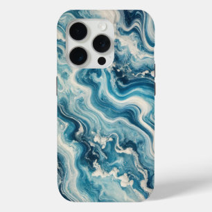 Ocean Blue Marble with White Streaks  iPhone 15 Pro Case