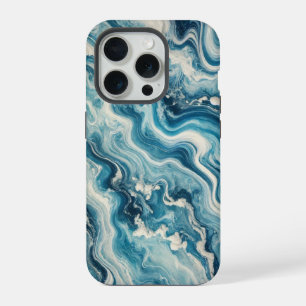 Ocean Blue Marble with White Streaks iPhone 15 Pro Case