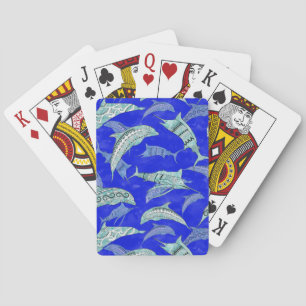 Ocean Blue Marine Animals Dolphins Marlins Playing Cards