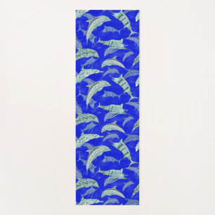 Ocean Blue Marine Animals Dolphins Marlins Yoga Mat