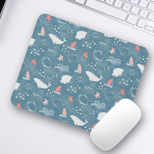 Ocean Blue Marine Sea Pattern  Mouse Pad