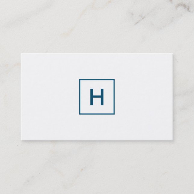 Ocean Blue Monogram Square Business Card (Front)