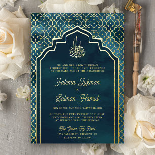 Ocean Blue Moroccan Arch Muslim Wedding Gold
