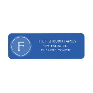 Ocean Blue Muted Monogram Custom Monogrammed Return Address Label