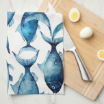Ocean Blue Navy Fish | Seaside Coastal Home Decor Tea Towel<br><div class="desc">Add a touch of seaside style to your kitchen with this watercolor fish kitchen towel in shades of blue and navy. The lively fish pattern brings a nautical feel, perfect for beach houses, coastal cottages, or everyday cooking and entertaining. This towel makes a practical accessory and a thoughtful gift for...</div>