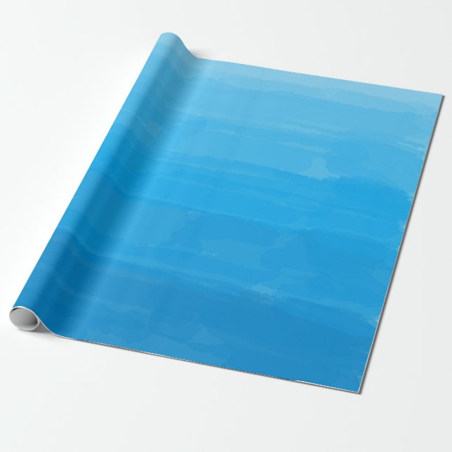 Ocean Blue Ombre Wrapping Paper (Unrolled)