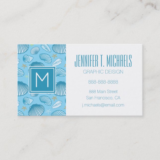 Ocean Blue Pattern Business Card (Front)
