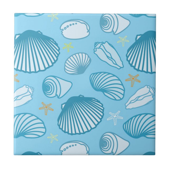 Ocean Blue Pattern Ceramic Tile (Front)