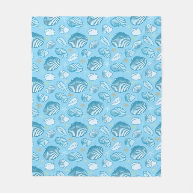Ocean Blue Pattern Fleece Blanket (Front)