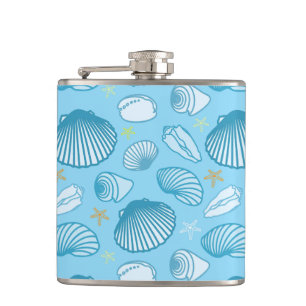 Ocean Blue Pattern Hip Flask