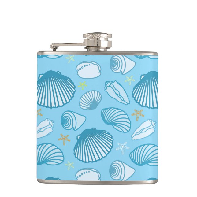 Ocean Blue Pattern Hip Flask (Front)