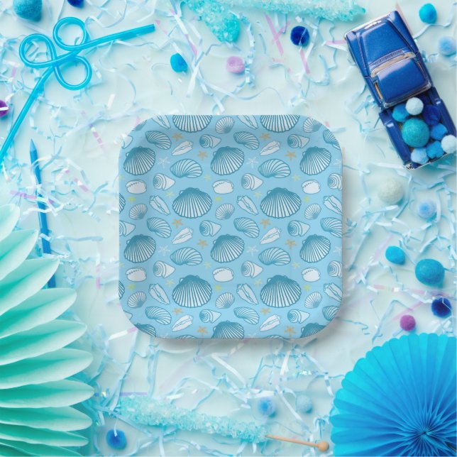 Ocean Blue Pattern Paper Plate (Party)
