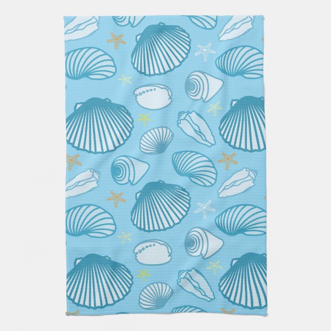 Ocean Blue Pattern Tea Towel (Vertical)