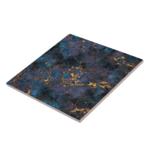 Ocean Blue Pink Gold Marble Trendy Collection Ceramic Tile