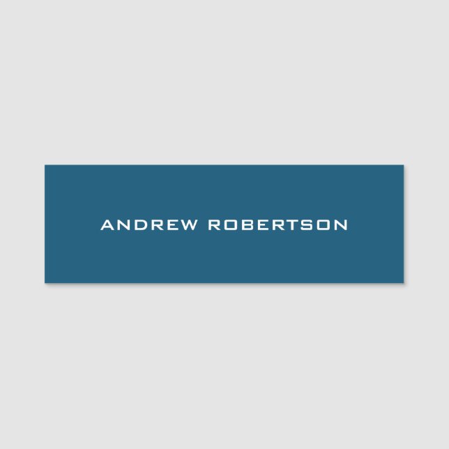 Ocean Blue Plain Elegant Contemporary Unique Name Tag (Front)