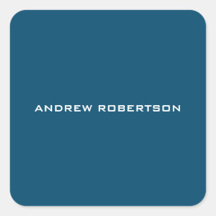 Ocean Blue Plain Elegant Contemporary Unique Square Sticker