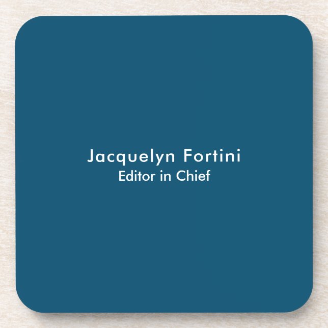 Ocean Blue Plain Elegant Modern Minimalist Coaster (Front)