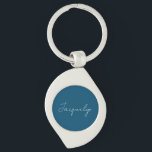 Ocean Blue Plain Elegant Modern Minimalist Name Key Ring<br><div class="desc">Represent yourself with this modern,  elegant design. This template can be customised to meet all professional occupations.</div>