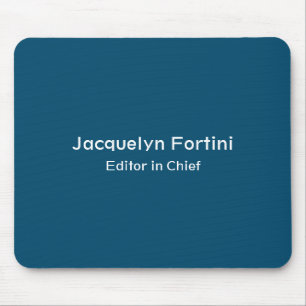 Ocean Blue Plain Elegant Modern Minimalist Name Mouse Pad
