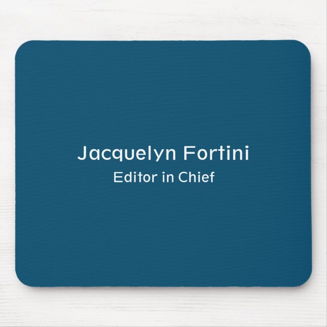 Ocean Blue Plain Elegant Modern Minimalist Name Mouse Pad (Front)