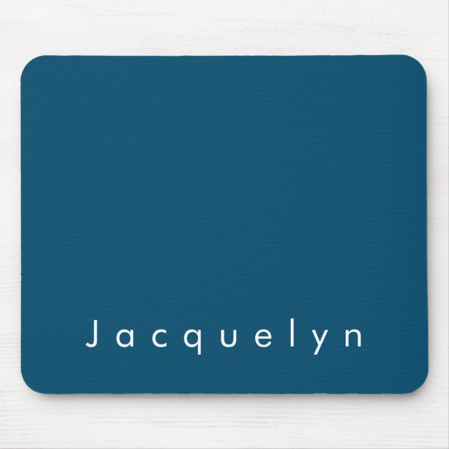 Ocean Blue Plain Elegant Modern Minimalist Name Mouse Pad (Front)