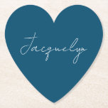 Ocean Blue Plain Elegant Modern Minimalist Name Paper Coaster<br><div class="desc">Represent yourself with this modern,  elegant design. This template can be customised to meet all professional occupations.</div>