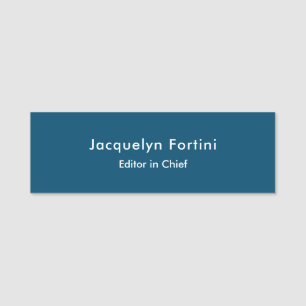 Ocean Blue Plain Elegant Modern Minimalist Name Tag