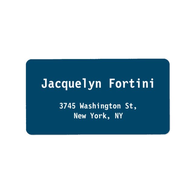 Ocean Blue Plain Elegant Modern Minimalist Simple Label (Front)