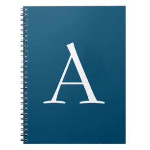 Ocean Blue Plain Elegant Modern Monogram Initial Notebook